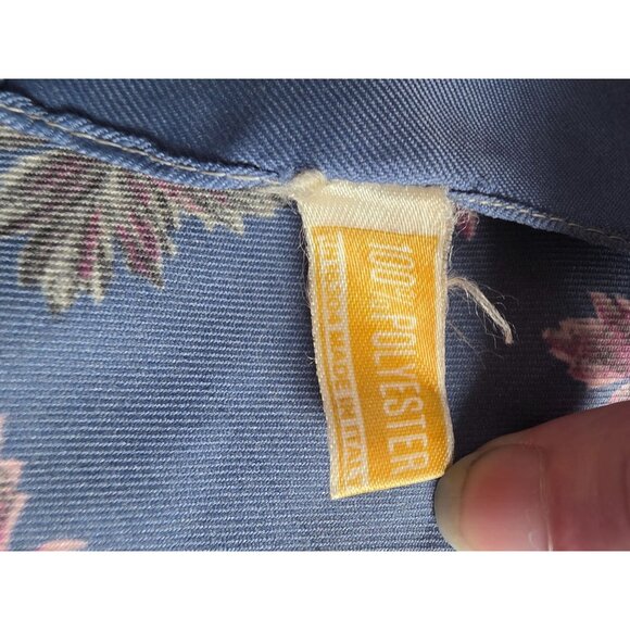 Vintage Blue Leaves Polyester Scarf Square Italy 27"x27" Machine Washable - Picture 2 of 5